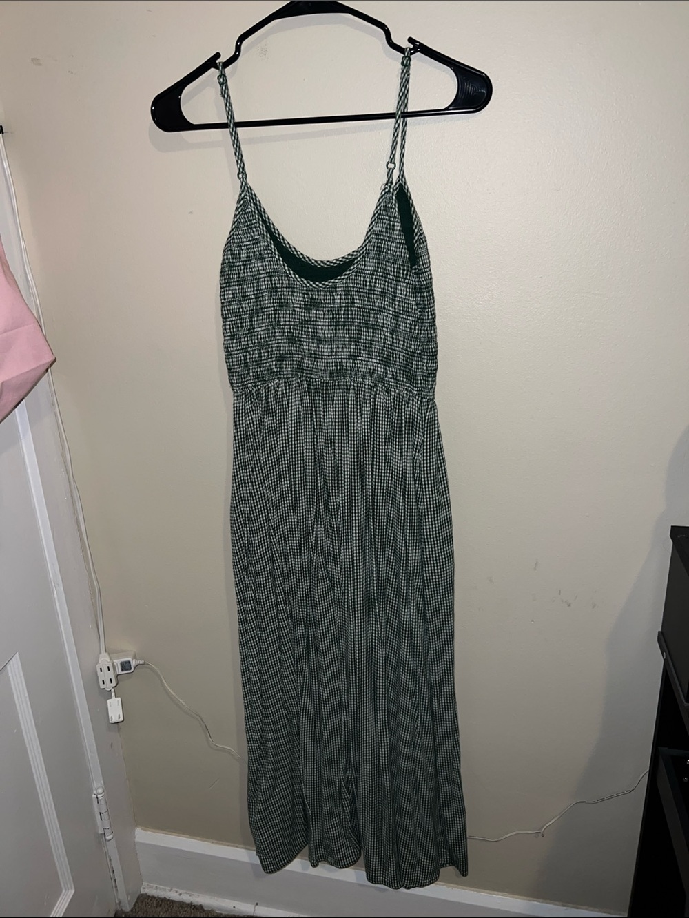 Aerie At The Barre Dark Green White Gingham Midi Dress - Picture 9 of 11